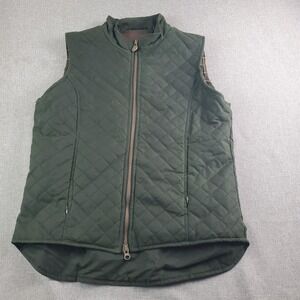 OUTBACK TRADING CO Quilted Oilskin Grand Waxed Vest Womens Medium Green Outdoor